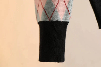 CM | MW Vintage jersey de punto con cuadros de diamantes