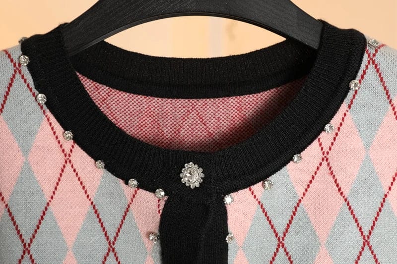 CM | MW Vintage jersey de punto con cuadros de diamantes