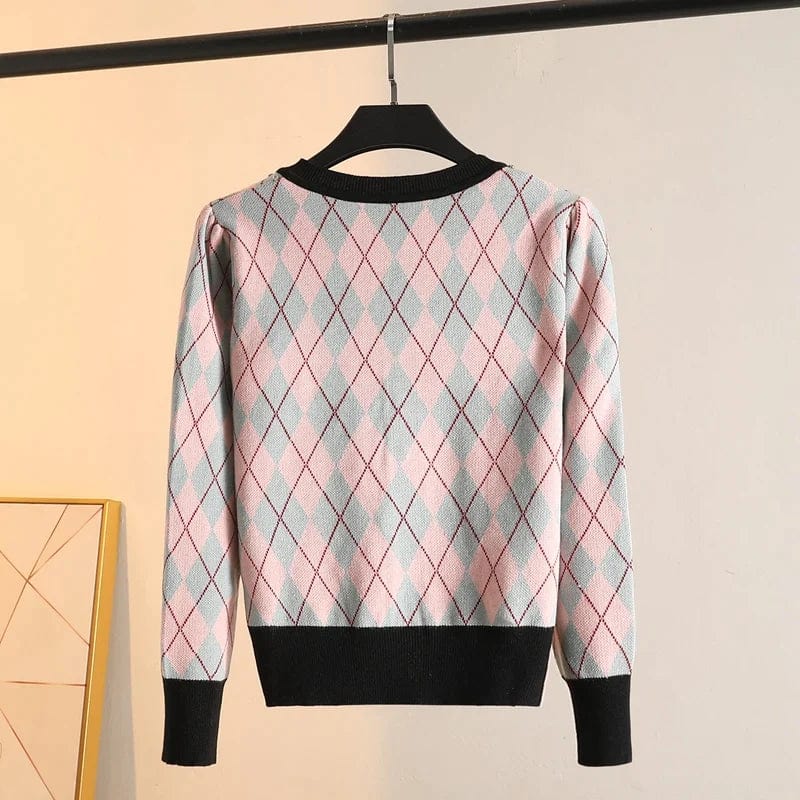 CM | MW Vintage jersey de punto con cuadros de diamantes