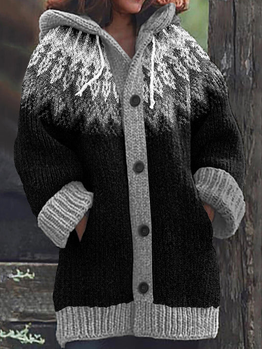 Vintage Tribal Icelandic Pattern Cozy Cardigan Sweater elevenforest