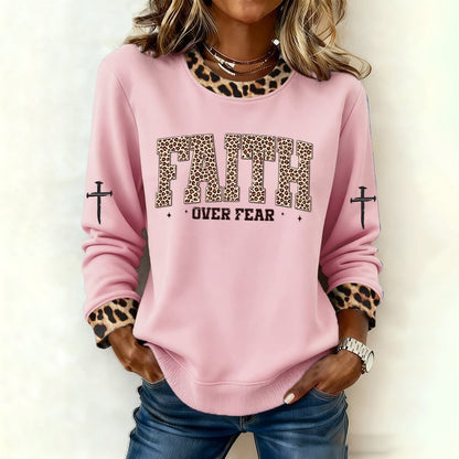 Comstylish Women's Faith Print Crew Neck Casual Sweatshirt