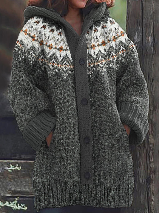 Fairman Island Snowflake Contrast Sweater Cardigan elevenforest