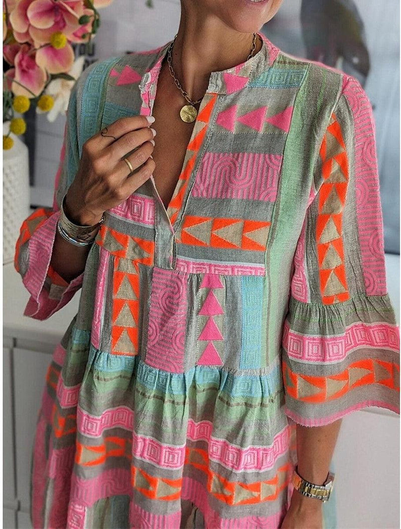 KL | Vestido estampado con escote en V