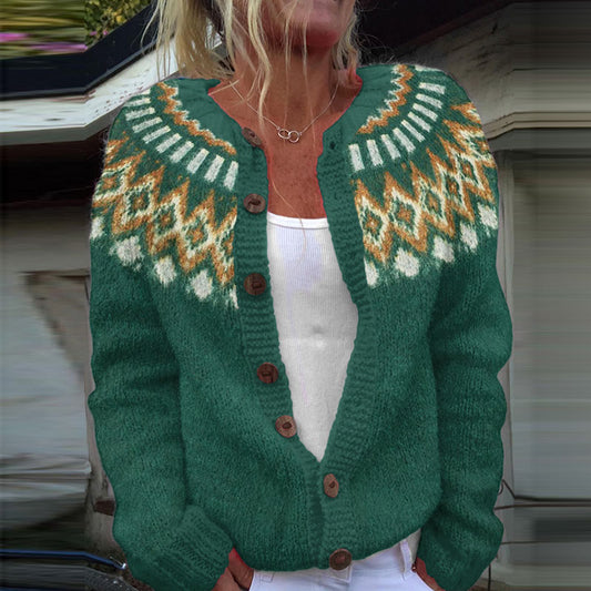 Vintage Icelandic Geometric Knit Warm Sweater Cardigan elevenforest