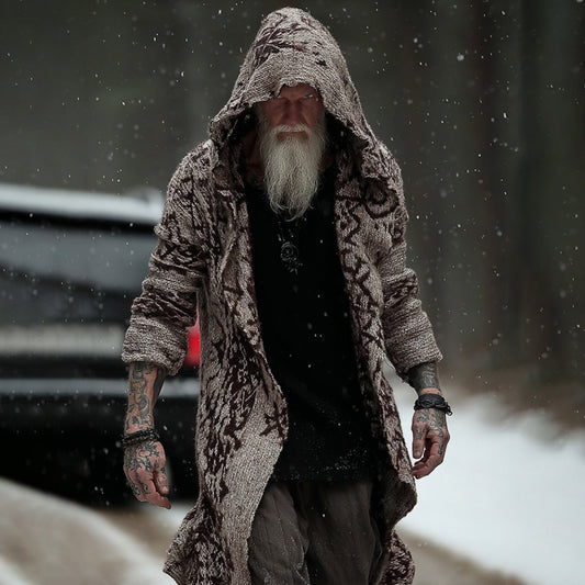 Men's Vintage Viking Tribal Celtic Pattern Art Cozy Cardigan Sweater artswardrobe