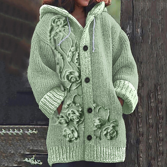 Vintage Tribal Floral Jacquard Art Cozy Cardigan Sweater elevenforest