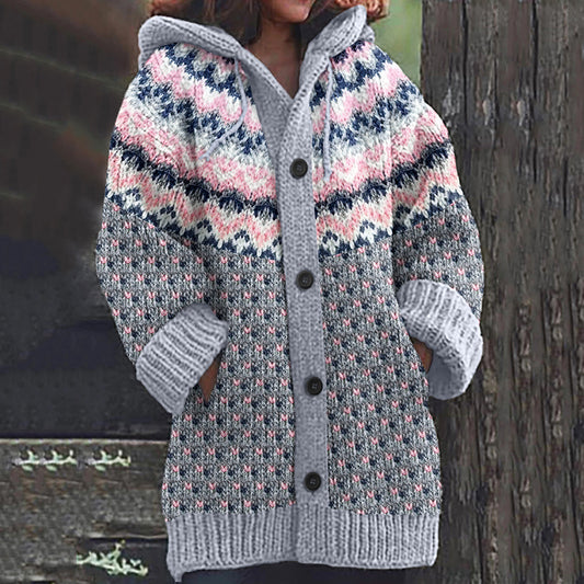 Vintage Tribal Icelandic Knitted Pattern Cozy Cardigan Sweater elevenforest