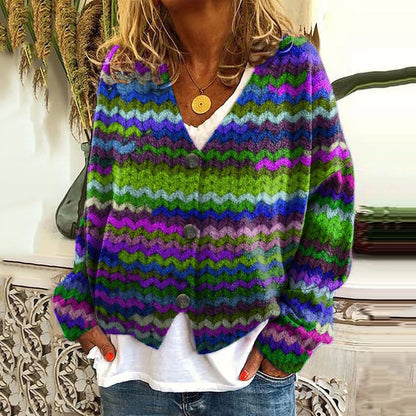 Fashionable V-Neck Long Sleeved Knitted Cardigan elevenforest