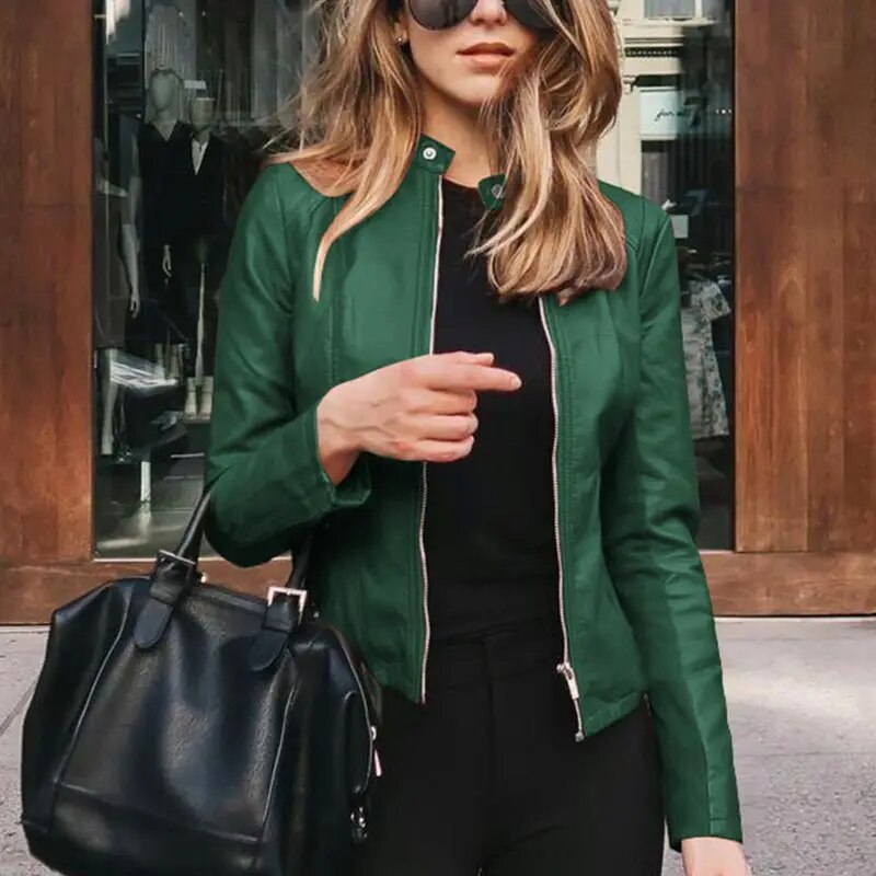 CM | Chaqueta de cuero clásica para mujer