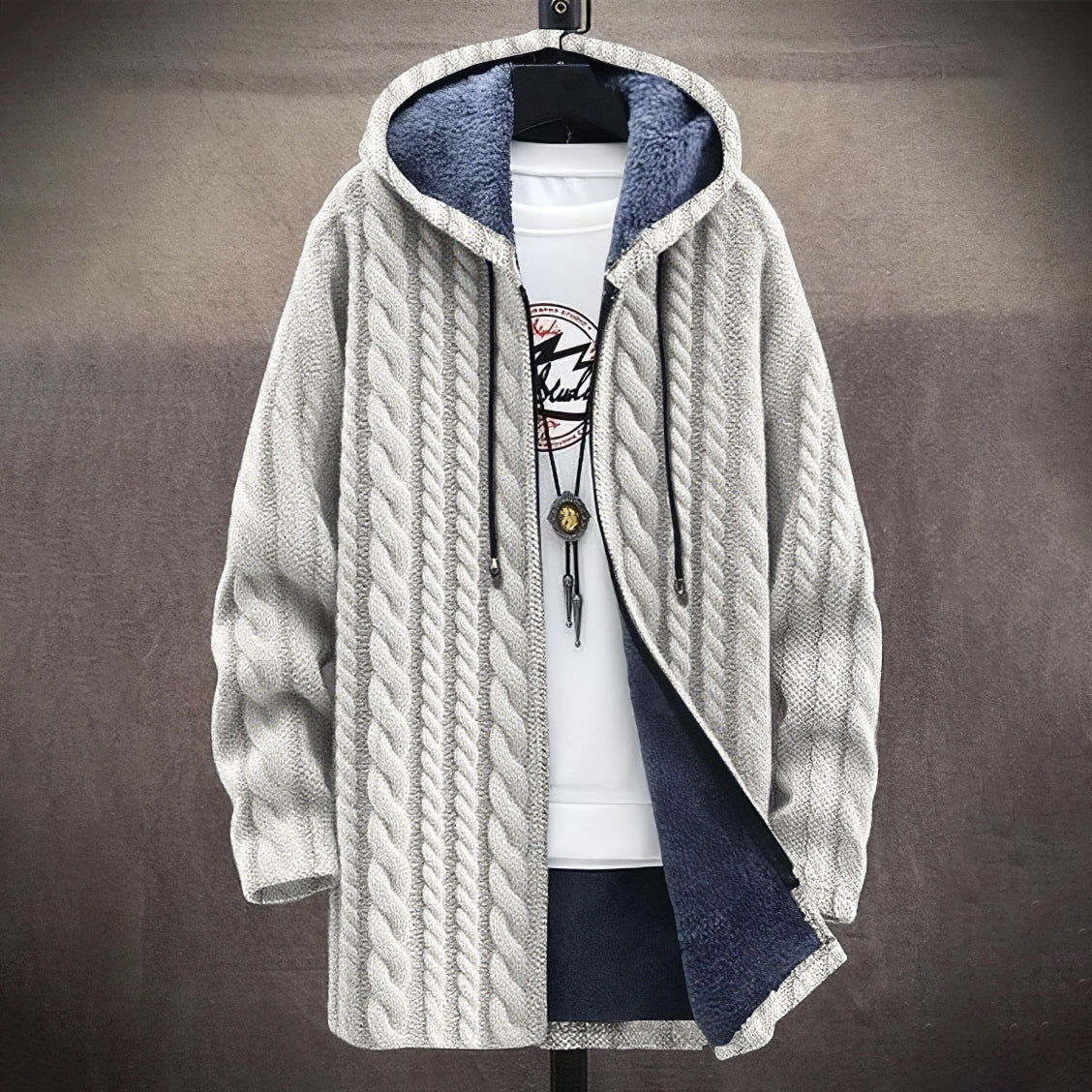 Men's Vintage Jacquard Knitted Comfort Hooded Cardigan artswardrobe