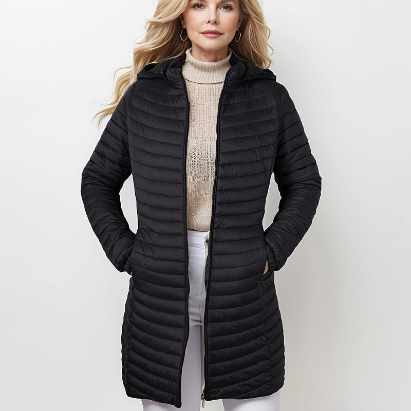 CM | Chaqueta casual acolchada con capucha y cremallera en la parte delantera