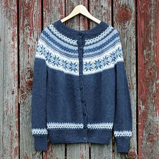 Vintage Icelandic Nancy Kofte Knit Jacquard Warmth Cardigan Unisex elevenforest