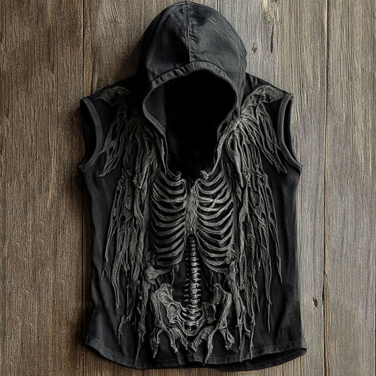 Men's Vintage Skeleton Print Casual Shirt artswardrobe