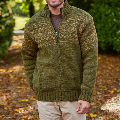 Mens Vintage Fair Isle Knitted Cardigan Sweater elevenforest