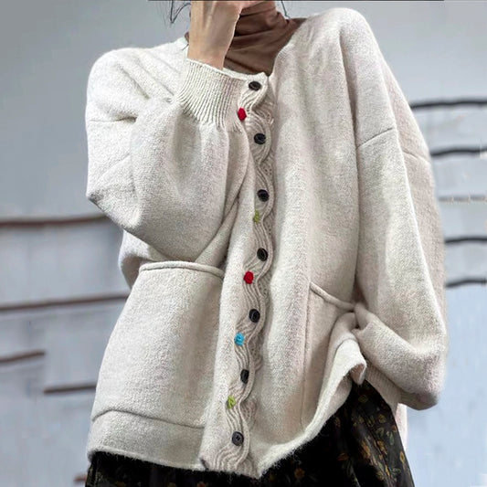 Christmas Color Wave Placket Sweater Cardigan elevenforest