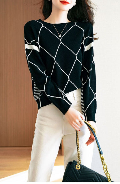 CM | Jersey con estampado de cuadros en contraste 2024