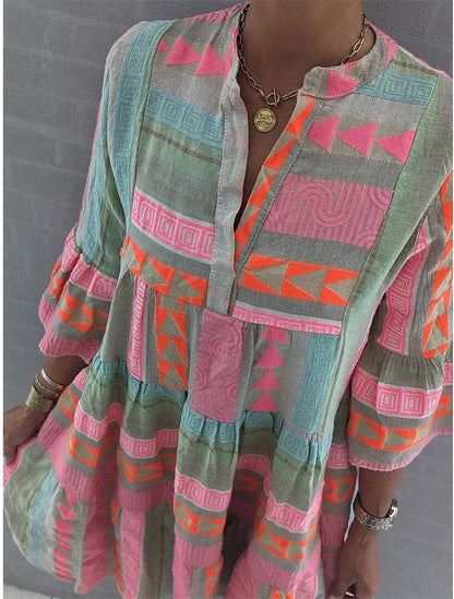 KL | Vestido estampado con escote en V