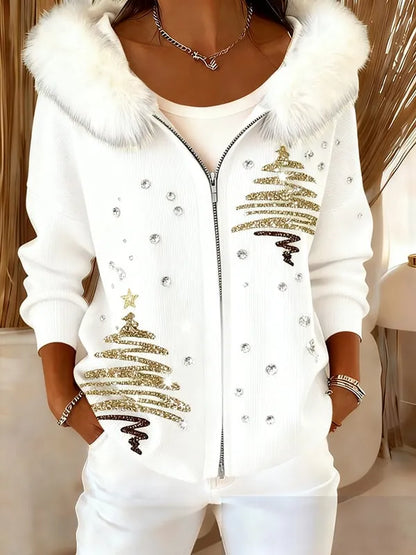 Women's Casual Christmas Faith Zipper Jacket