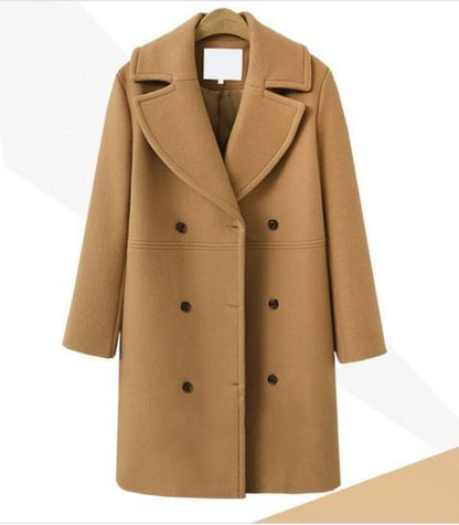 Casual Woolen Double-Breasted Coat