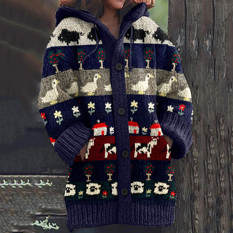 Vintage Rural Animal Knitted Warm Sweater Cardigan artswardrobe
