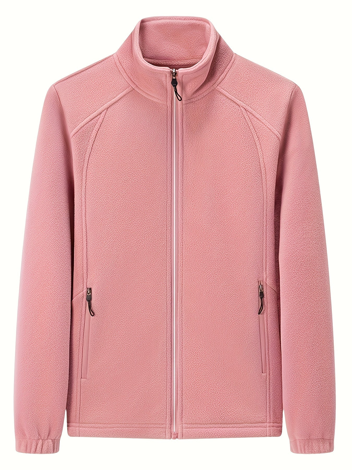 CM | Chaqueta de felpa para mujer con cuello alto y mangas largas