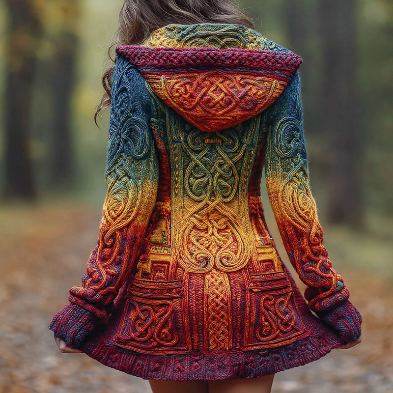 Women's Viking Celtic Knot With Irish Rainbow Art Knit Cardigan artswardrobe