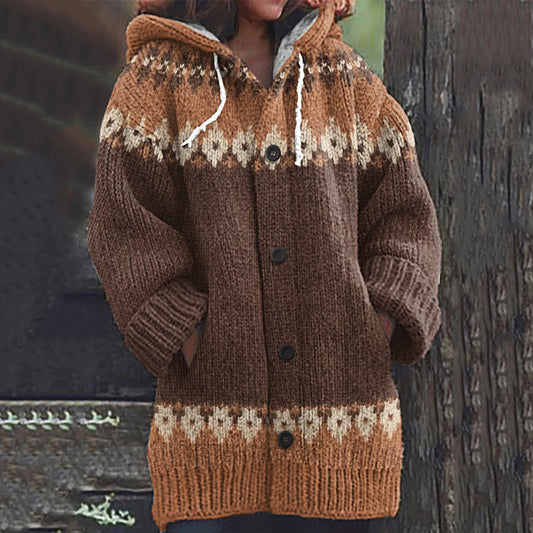 Vintage Iceland Argyle Knit Jacquard Women's Cardigan Sweater elevenforest
