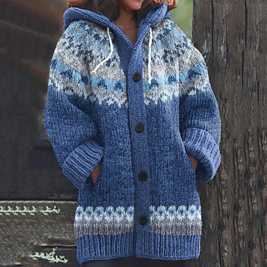 Vintage Tribal Icelandic Knitted Pattern Cozy Cardigan Sweater elevenforest