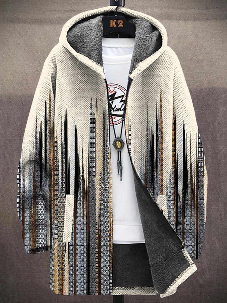 Men's Vintage Striped Patterns Cozy Hooded Coat artswardrobe