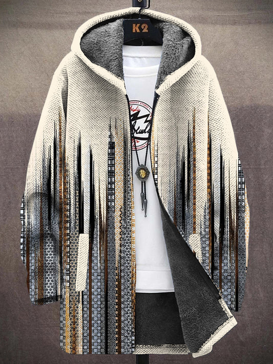 Men's Vintage Striped Patterns Cozy Hooded Coat elevenforest