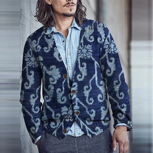 Floral Casual Retro Vintage Long Sleeved Knitted Cardigan elevenforest