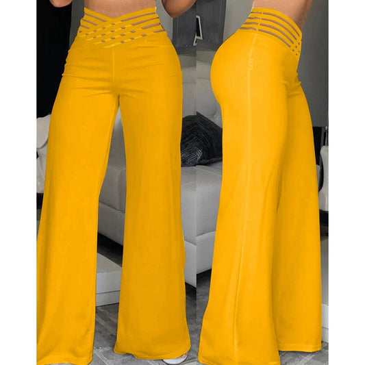 KL | Pantalones acampanados de elastano con cintura cruzada