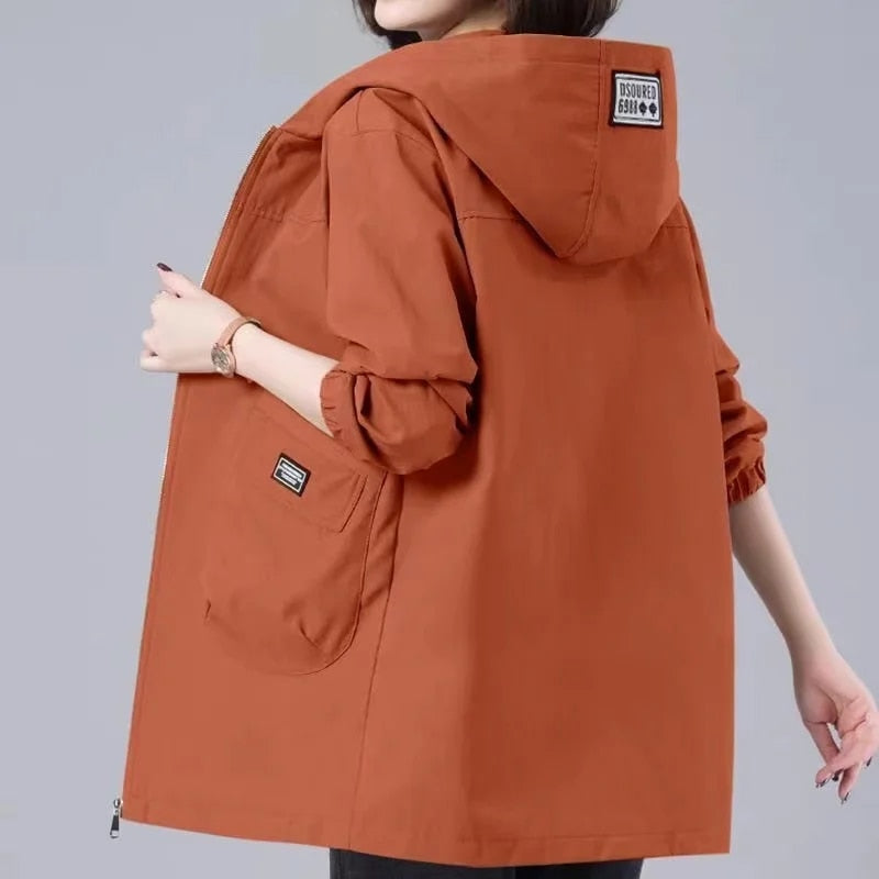 CM | Abrigo largo de primavera con capucha