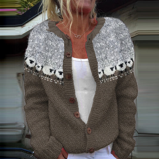 Vintage Sheep Jacquard Iceland Cozy Cardigan elevenforest