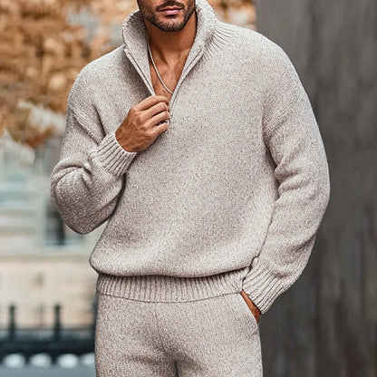 Stylish Wool Half Zipper Sweater And Knitted Pants Two-Piece Set artswardrobe