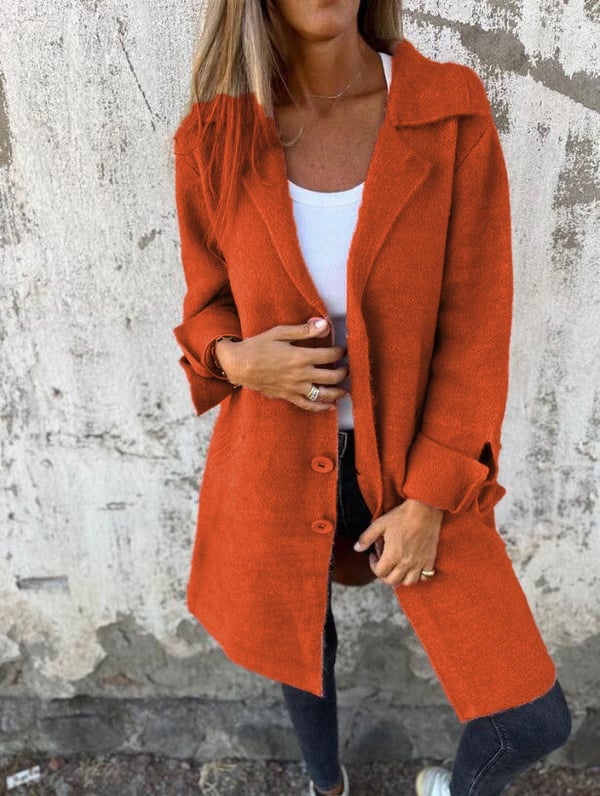 CM | Teni™ Chaqueta larga, informal y elegante con prácticos bolsillos.
