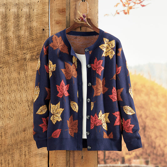 Fallen Leaves Women's Sweater Cardigan In The Breeze elevenforest