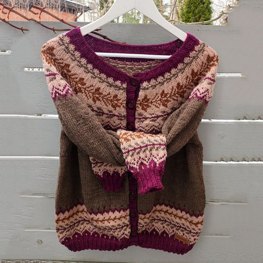 Vintage Ethnic Pattern Round Neck Long Sleeve Sweater Cardigan elevenforest