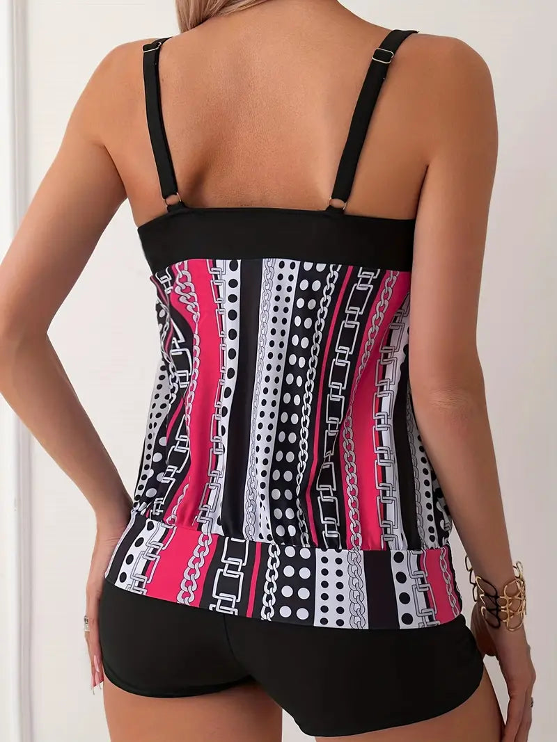 KL | Tankini a rayas con estampado