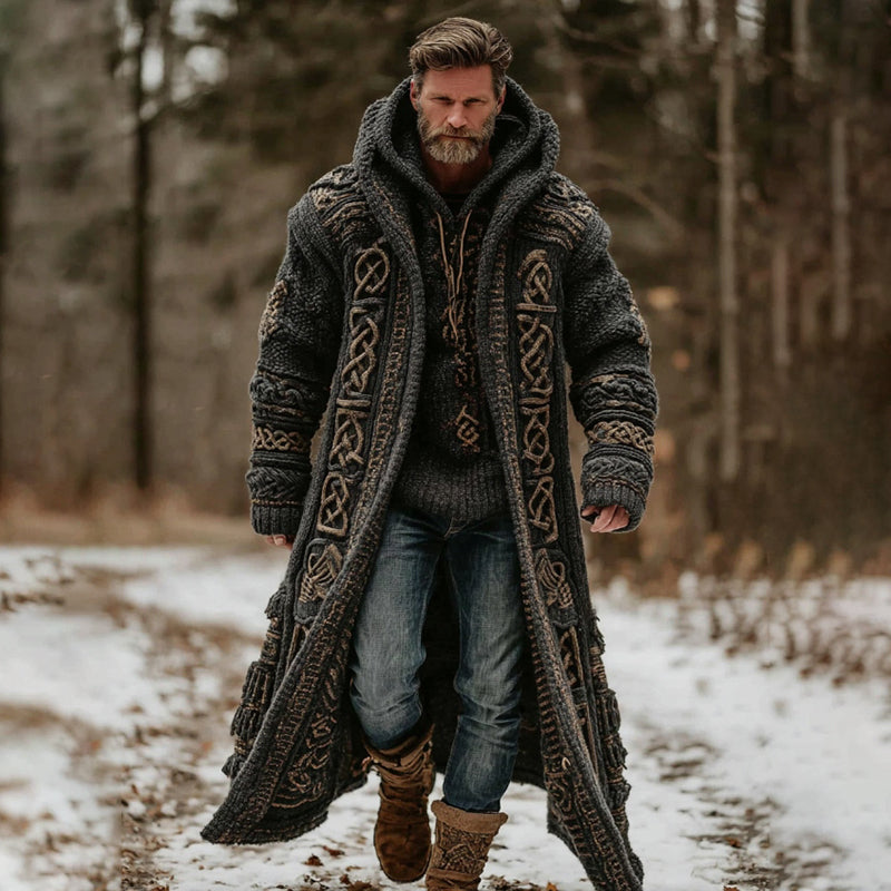 Men's Viking Celtic Knot Cozy Jacquard Cardigan Sweater artswardrobe