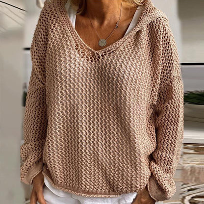 Vintage Hollow Out Comfy Hooded Sweater elevenforest