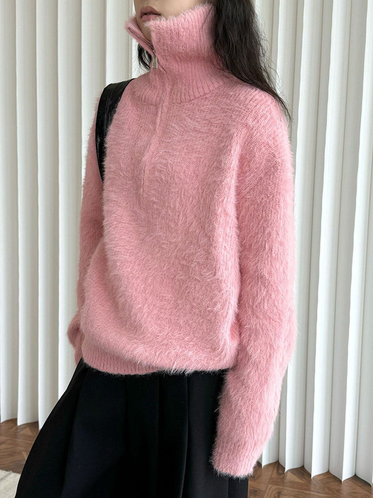 CM | Suéter esponjoso con cremallera