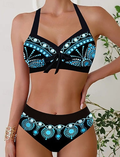 Tankini Two Piece Swimsuit Backless V Neck Swimwear Swimwear Pink Blue Breathable Quick Dry Lightweight Sleeveless - Swimming Surfing Beach Summer Spring