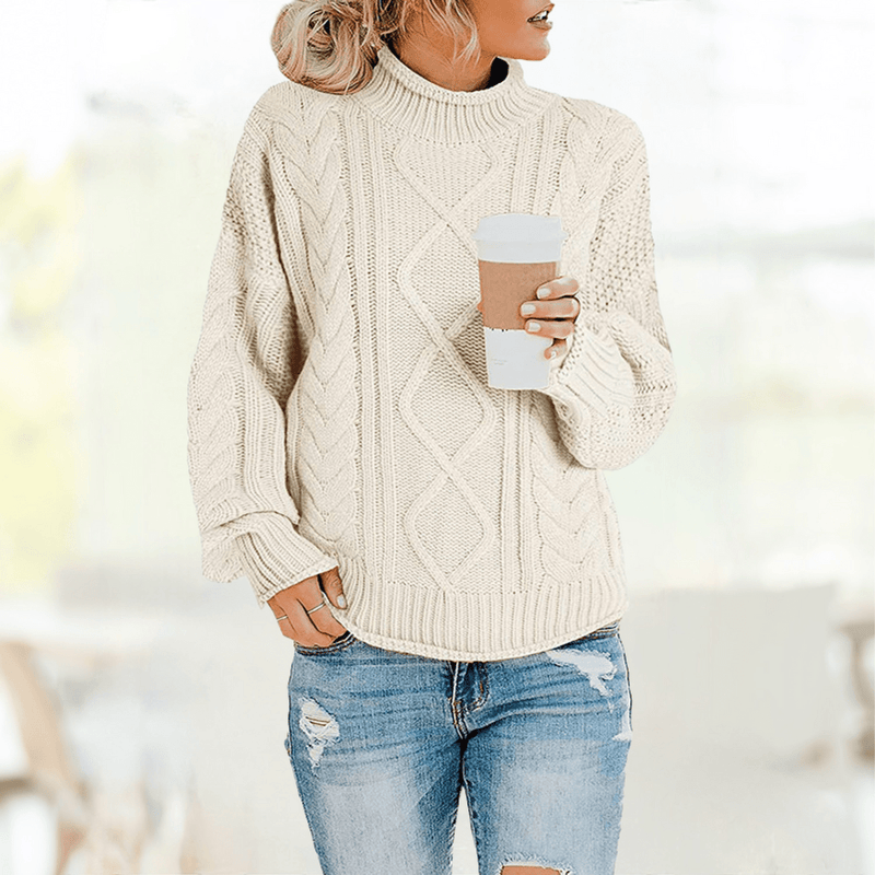 CM | Beige Elegante jersey de cuello alto