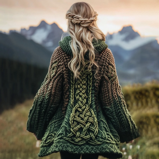 Women's Celtic Knotted Cozy Long Sleeve Sweater Cardigan elevenforest