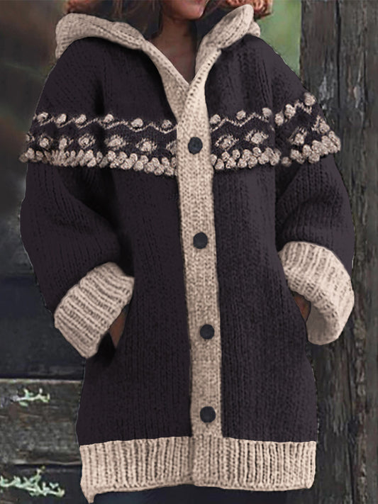 Vintage Fringe Knit Women's Hooded Sweater Cardigan elevenforest