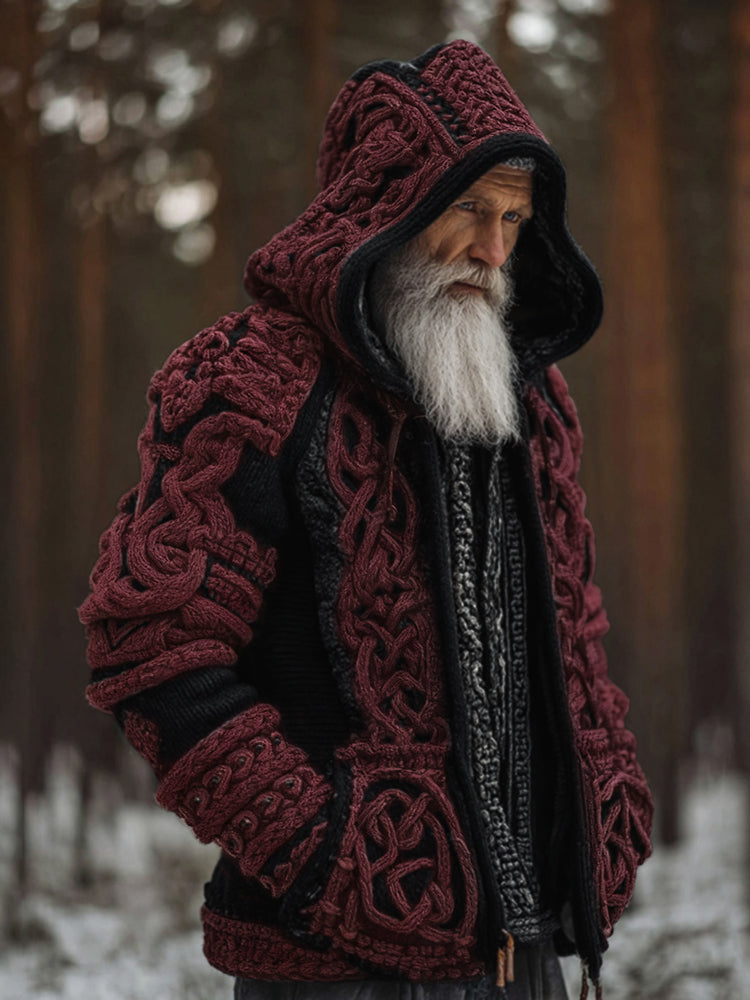 Men's Viking Celtic Knot Contrast Button Cozy Cardigan Sweater artswardrobe