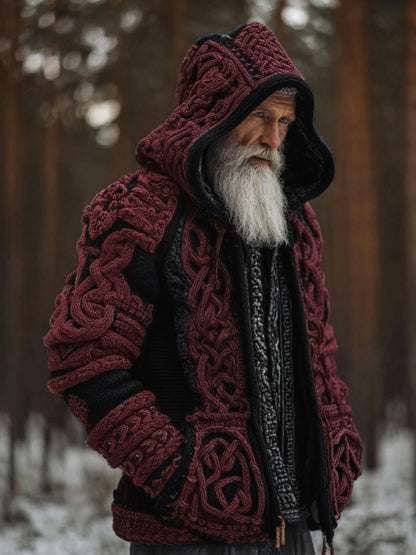 Men's Viking Celtic Knot Contrast Button Cozy Cardigan Sweater artswardrobe