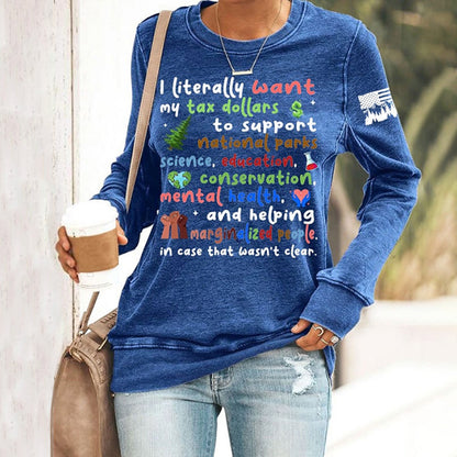 Comstylish Women's Support National Parks Print Round Neck Sweatshirt