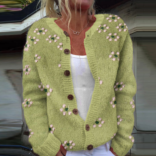 Vintage Icelandic Pink Floral Knitted Cardigan Sweater elevenforest